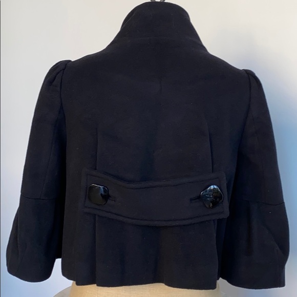 Hanii Y. Cropped Black Wool Cashmere Coat UK 40 - Picture 3 of 6